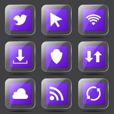 Web Internet Social Square Vector Violet Icon Design Set N9