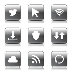 Web Internet Social Square Vector Black Button Icon Design Set N11
