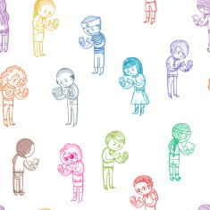 Connected people seamless pattern