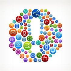 Exclamation Point with Social Networking & Internet Color Button