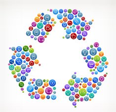 Recycle with Social Networking & Internet Color Buttons