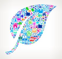 Leaf on Modern Technology & Communication interface icon Pattern N2
