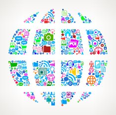Globe on Modern Technology & Communication interface icon Pattern N2