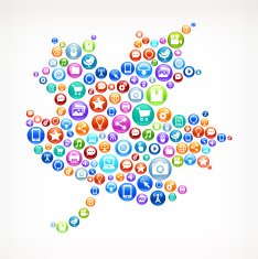 Maple Leaf on Social Networking & Internet Color Buttons