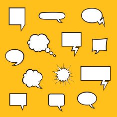 Set of comic bubbles with halftone shadows N3