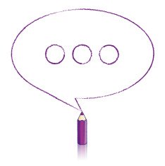 Purple Pencil Drawing Oval Speech Balloon with Ellipsis N2