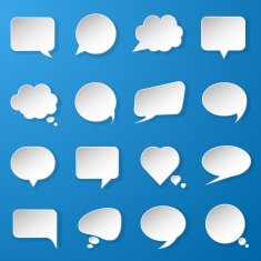 Modern paper speech bubbles set on blue background