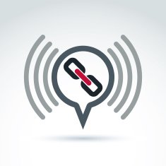 Podcast icon with a link symbol Chat connection theme