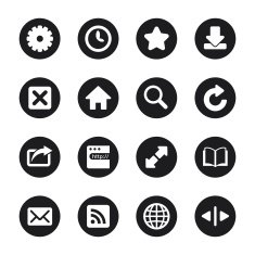 Web Browser and Intenet Icons - Black Circle Series