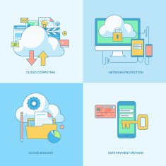 Set of line concept icons for internet security