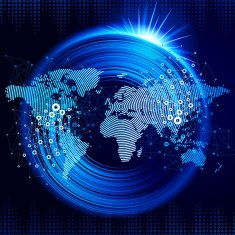 World map from circle center in Europe Communication technology N7