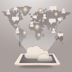 Global Social Media and Cloud Computing concept