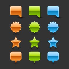 Speech bubble star map pin sign web icon glass button