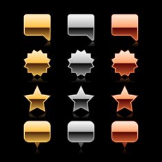 Speech bubble star map pin sign metal button web icon
