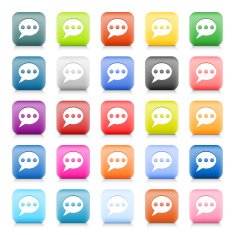 Speech bubble sign web button color internet icon white pictogram