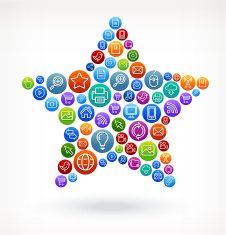 Star with Social Networking & Internet Color Buttons