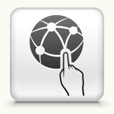 Square Button with Globe Web N2
