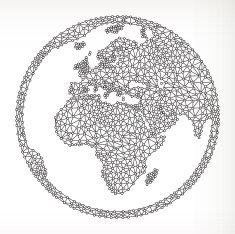 Globe on triangular node royaltfree vecotr graphic N3