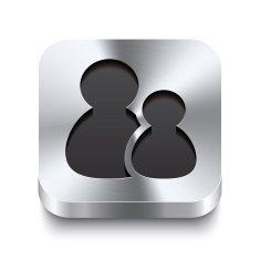 Square metal button perspektive - users icon