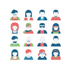 Avatar icon set flat style N5