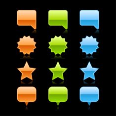 Speech bubble star map pin sign glass button web icon