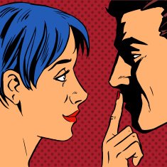 Stop woman invites man stay put finger his lips N2