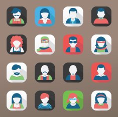 Avatar icon set flat style N7