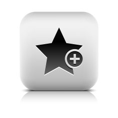 Star sign with plus pictogram square icon web button