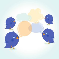 Bluebirds with Speech Bubbles