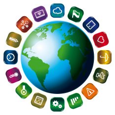 Set of app icons with world free image download