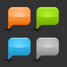 Empty speech bubble icon blank glossy rounded square button
