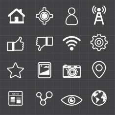 Social networking icons and black background