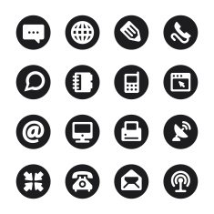 Communication Icons Set 1 - Black Circle Series N2