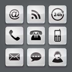 Media and communication button - set icons
