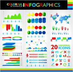 Colorful infographic set 20 universal icons N2