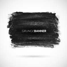Black watercolor ink banner with grunge texture retro effect