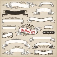 hand drawn ribbon banners N4