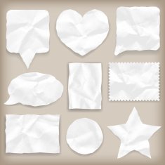 Labels or symbols of white crumpled paper