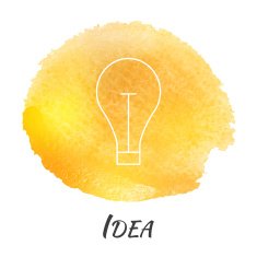 Idea Light Bulb Lamp Vector Watercolor Concept