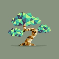 Origami triangle Bonsai tree illustration N2