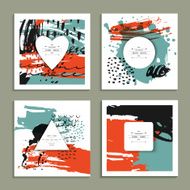 Collection of unusual creative artistic backgrounds with paper cut shapes