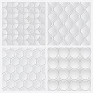 Abstract white 3d tile geometric pattern seamless background
