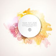 Blank circle paper rose floral pattern and watercolor paint vector