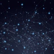 Abstract triangles space low poly Dark background with connecting dots