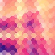 abstract background consisting of orange pink purple hexagons