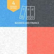 Thin Line Art Finance Business Banking Patterns Set