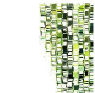 green fragmented abstract pattern over white