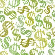 Money theme seamless pattern Dollar symbols vector background