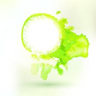 Summer green watercolor and pencil drawing label
