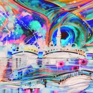 Abstract watercolor texture Colorful streaks N7